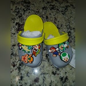 Kids Cartoon Character Charmed Clogs - Lime and Gray